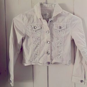 Justice sparkled white jacket